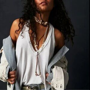 WE THE FREE PEOPLE KARRI SWING WHITE TANK TACER BACK TOP NEW M